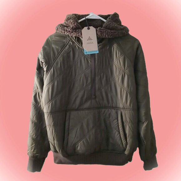 Prana Esla Hooded Half Zip Small Green Pullover Jacket - Picture 1 of 11